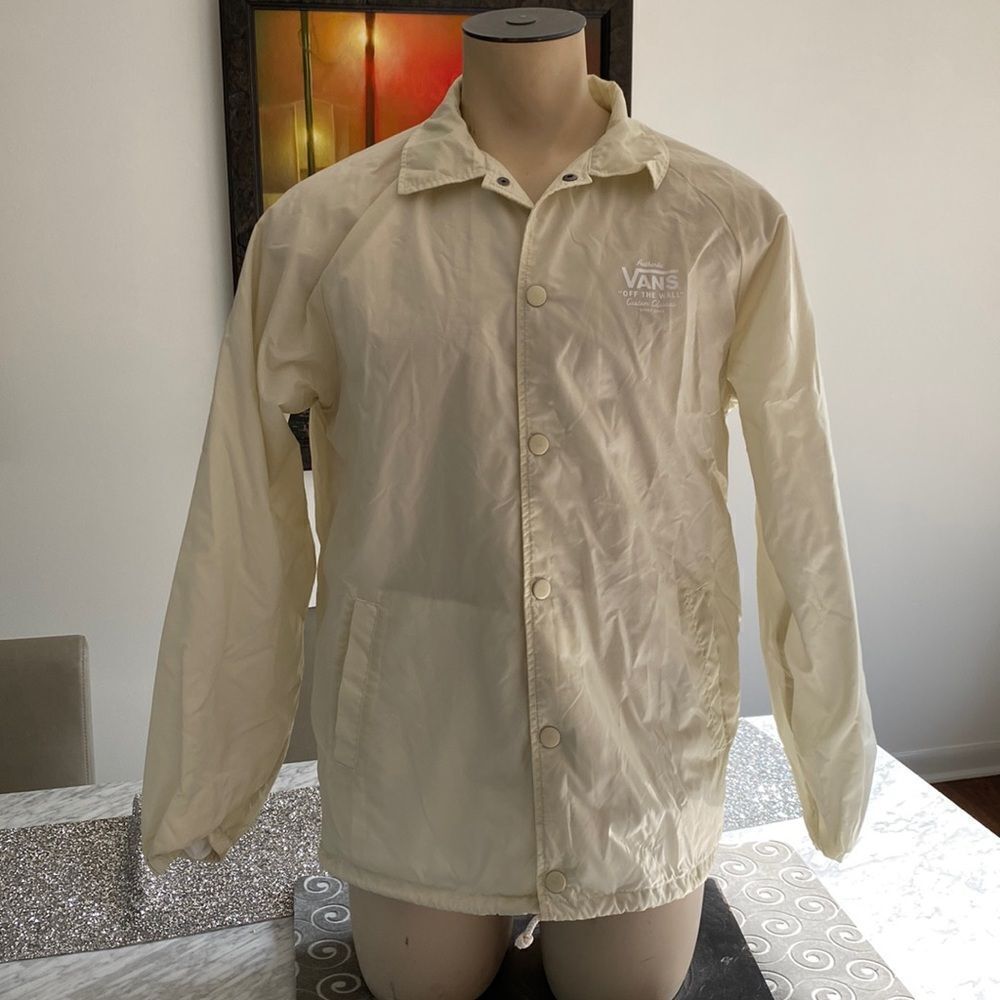 Vans Medium Jacket Skate Snap On Button Long Sleeve Cream